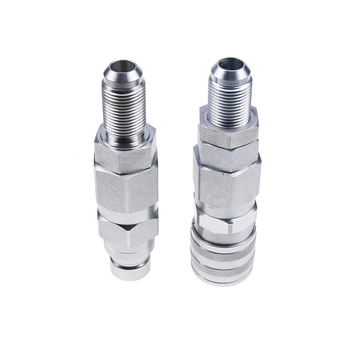 10 JIC Thread 1/2 Flat Face Hydraulic Quick Connect Coupler Set, Silver Pack of 2 S16923