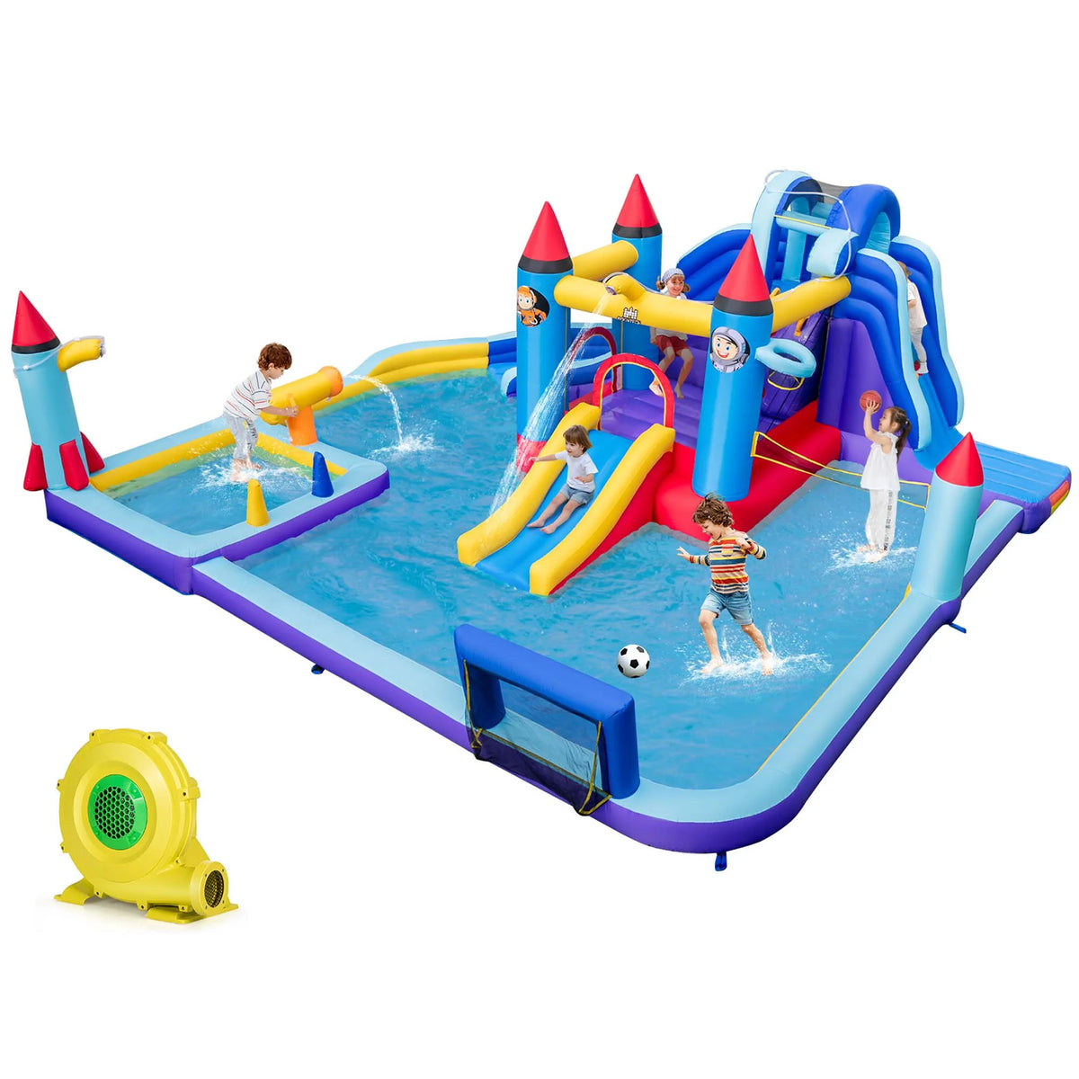 Inflatable Water Slide Park with 2 Slides Splash Pool W14544