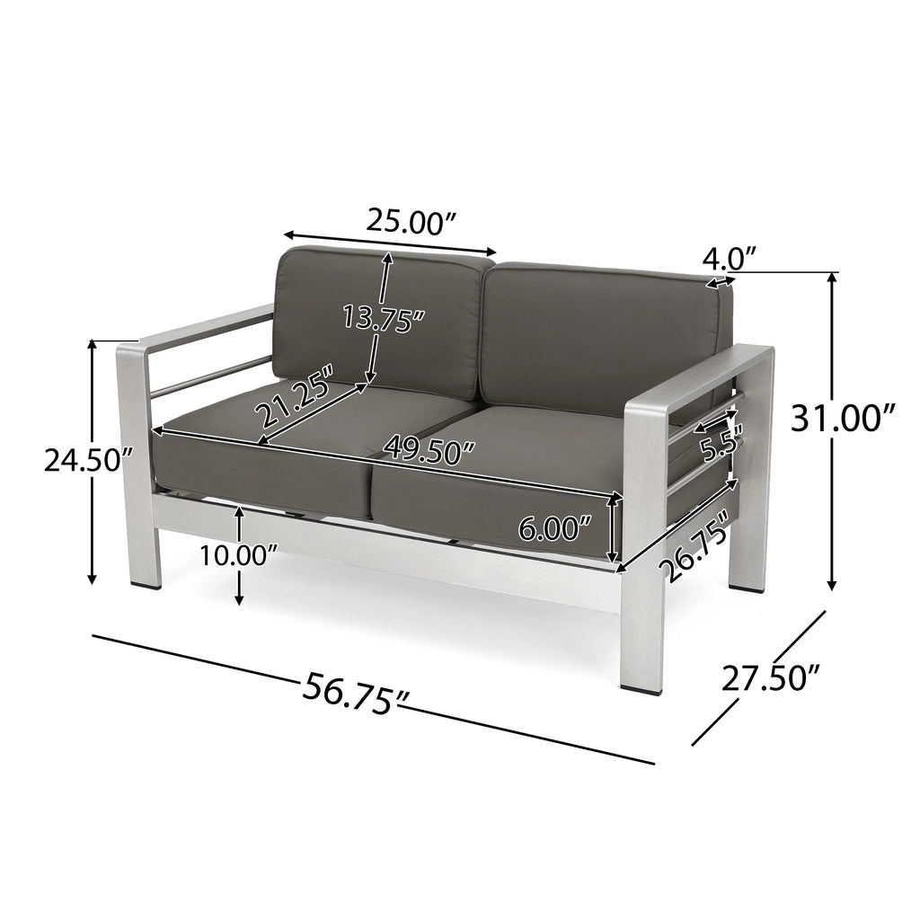 4 Seater Aluminum Chat Set with Side Table S64431