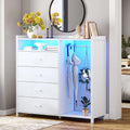White 4 Drawer Dresser with Clothing Rack R245447
