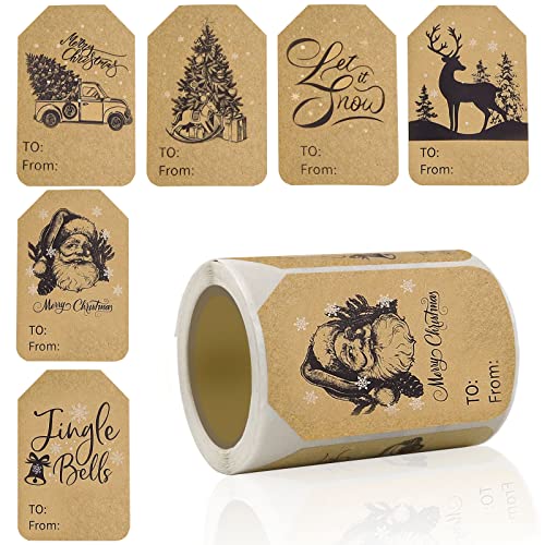 Christmas Gift Tag Stickers 2 x 3 Inch Self-Adhesive 120 Pieces O806