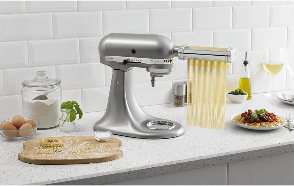 White Pasta Press Attachment with 6 Interchangeable Pasta Plates P9146