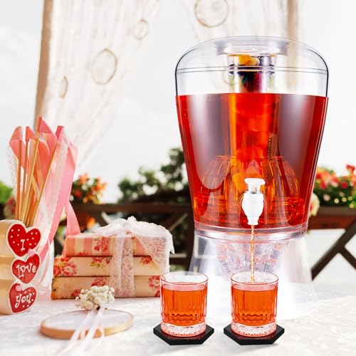 2 Pieces 6.8 L Acrylic Beverage Dispenser with Ice Core and Spigot U961625
