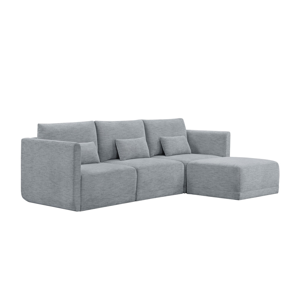 Gray Fabric Modular Sectional Sofa with Ottoman Z4149