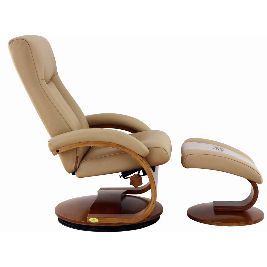 Black Top Grain Leather Recliner and Ottoman I854