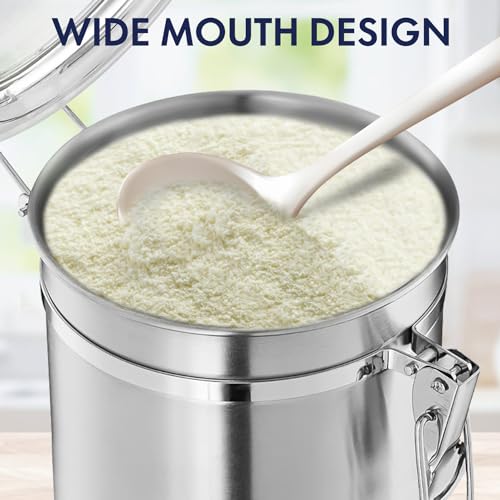 165oz Stainless Steel Airtight Canister with Clear Lid and Locking Clamp J41537