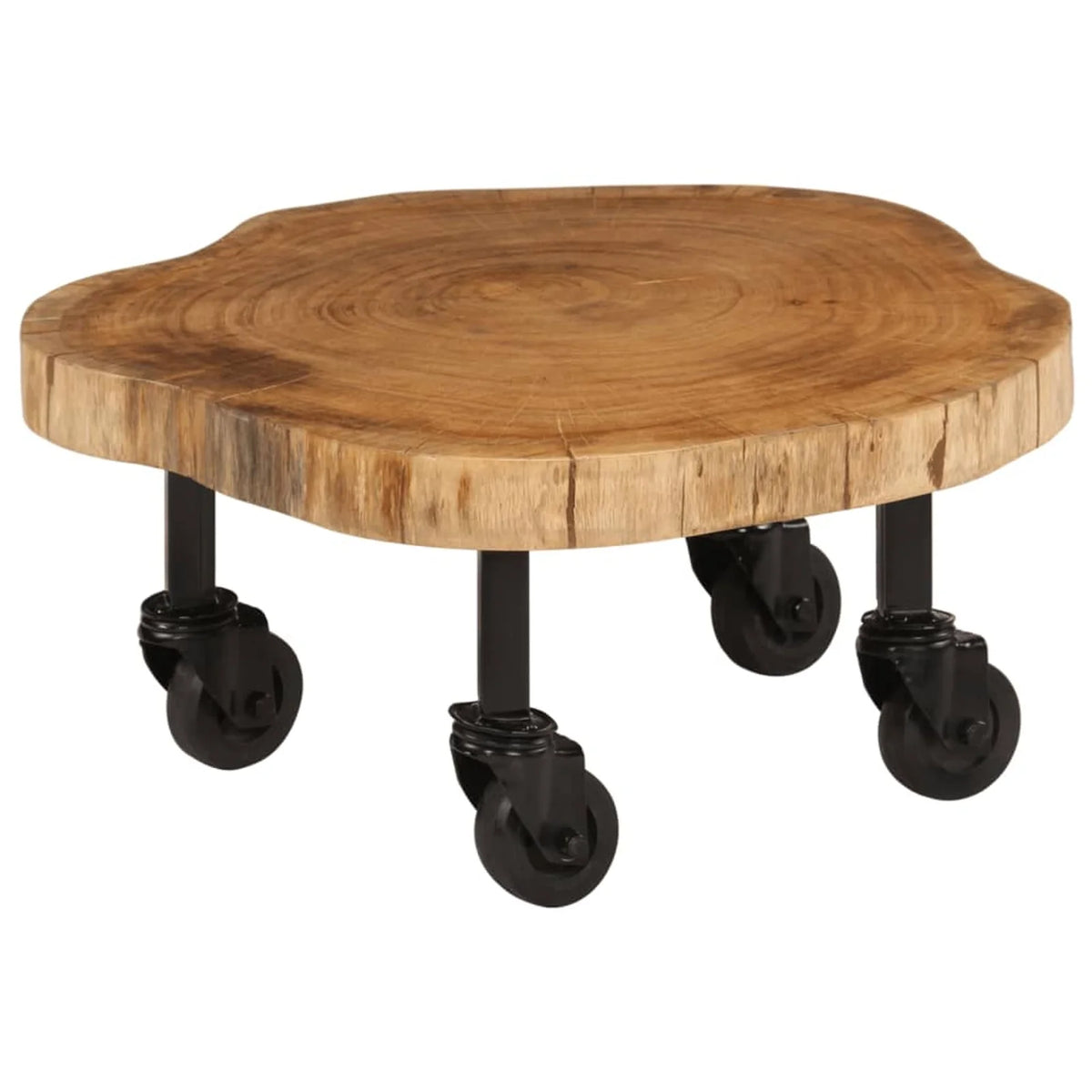 Wooden Coffee Table with Wheels Acacia Wood 23.6 x 21.7 x 9.8 Inches V810541