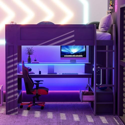 Full Size Wood Gaming Bed with Desk and Wardrobe Z7555