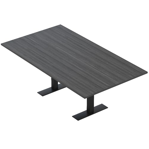 White 7 Foot Rectangular Conference Table with Metal T-Legs A804