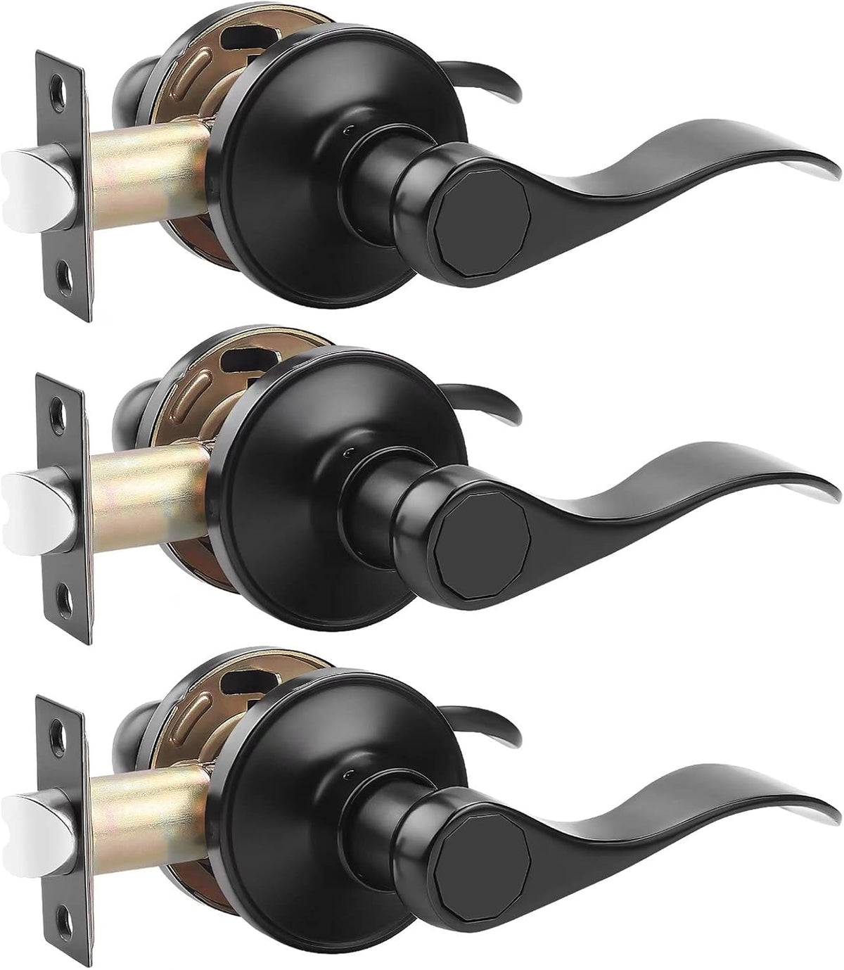 6 Pack Non-Locking Black Door Lever Set J81870