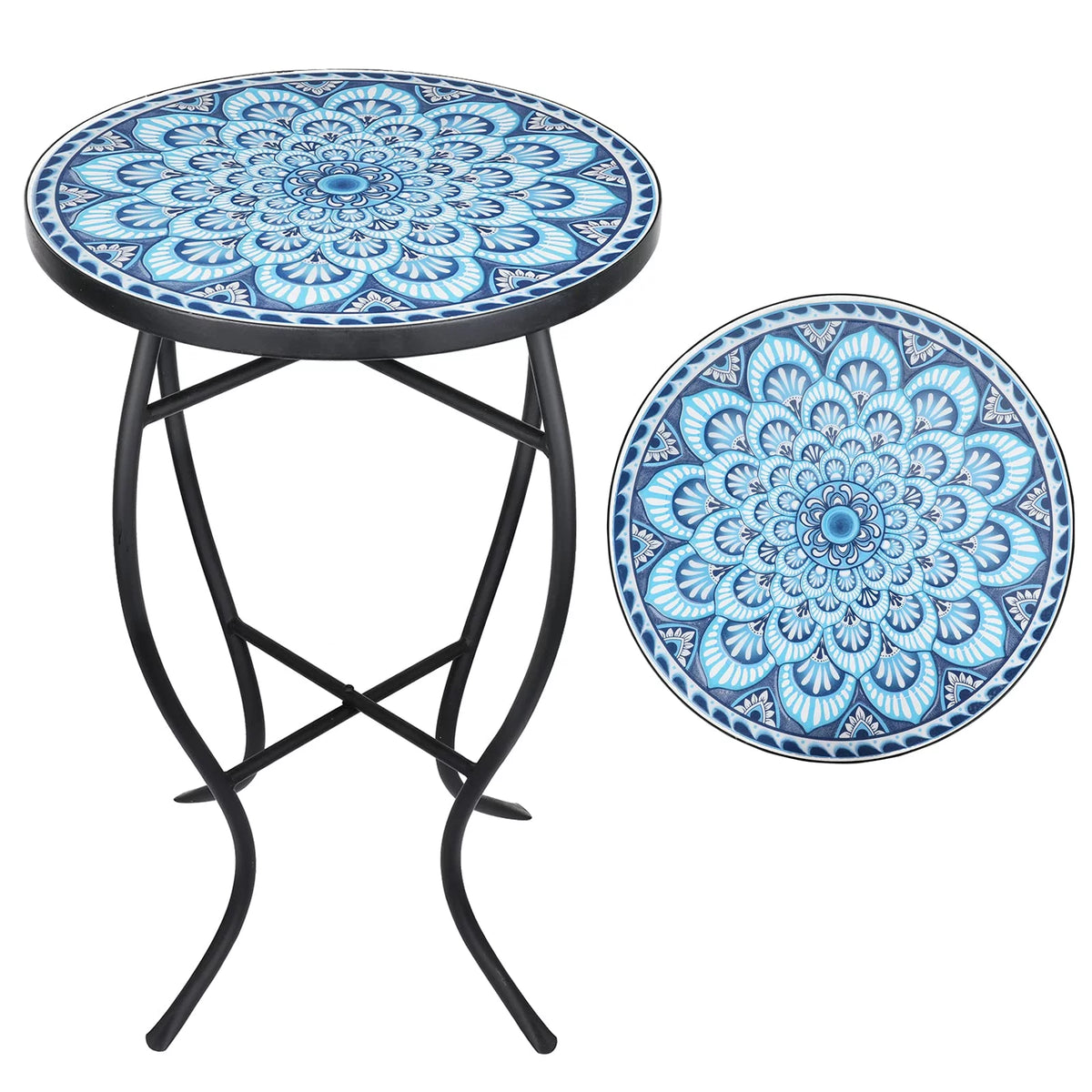 Outdoor Mosaic Glass Metal Side Table A2954