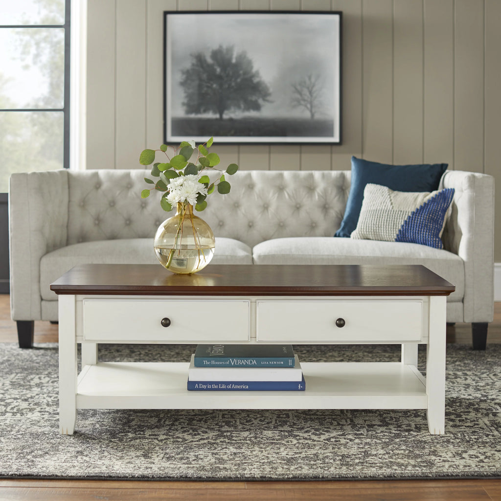 Rectangular Two-Tone Wood Coffee Table F862591