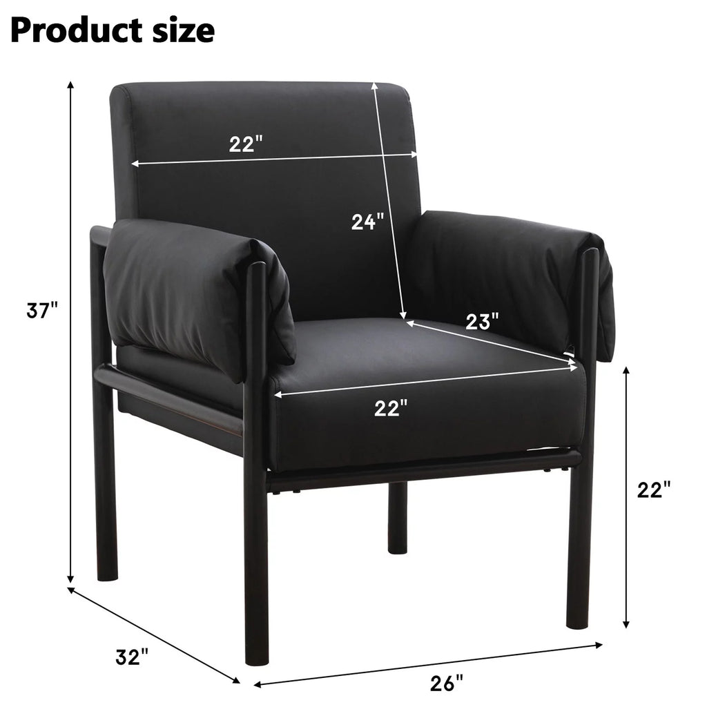 Black PU Leather Chair with Extended Arms and Backrest I872