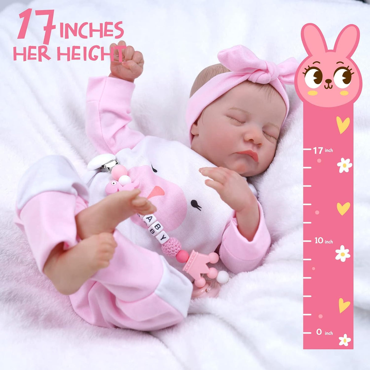 17-Inch Soft Cloth Body Realistic Newborn Baby Dolls with Toy Accessories D762075