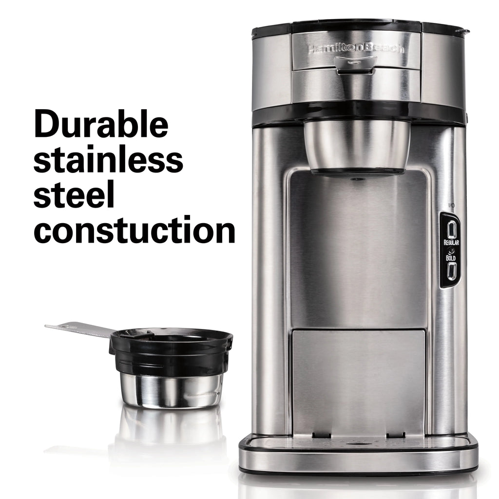 Single-Serve Coffee Maker, 14 oz., Stainless Steel Z22970