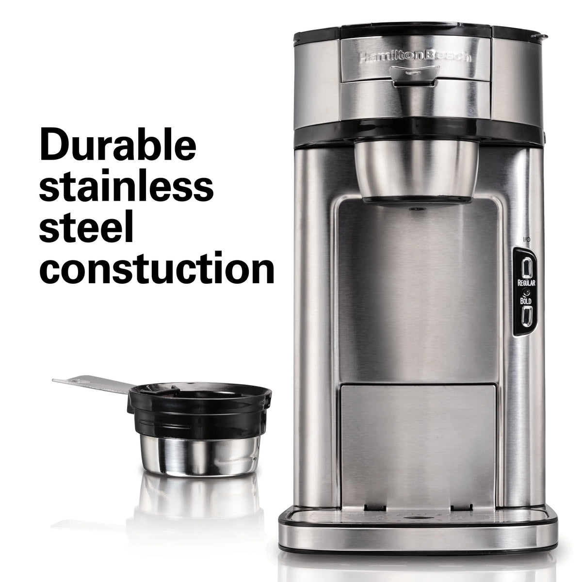 Single-Serve Coffee Maker, 14 oz., Stainless Steel Z22970