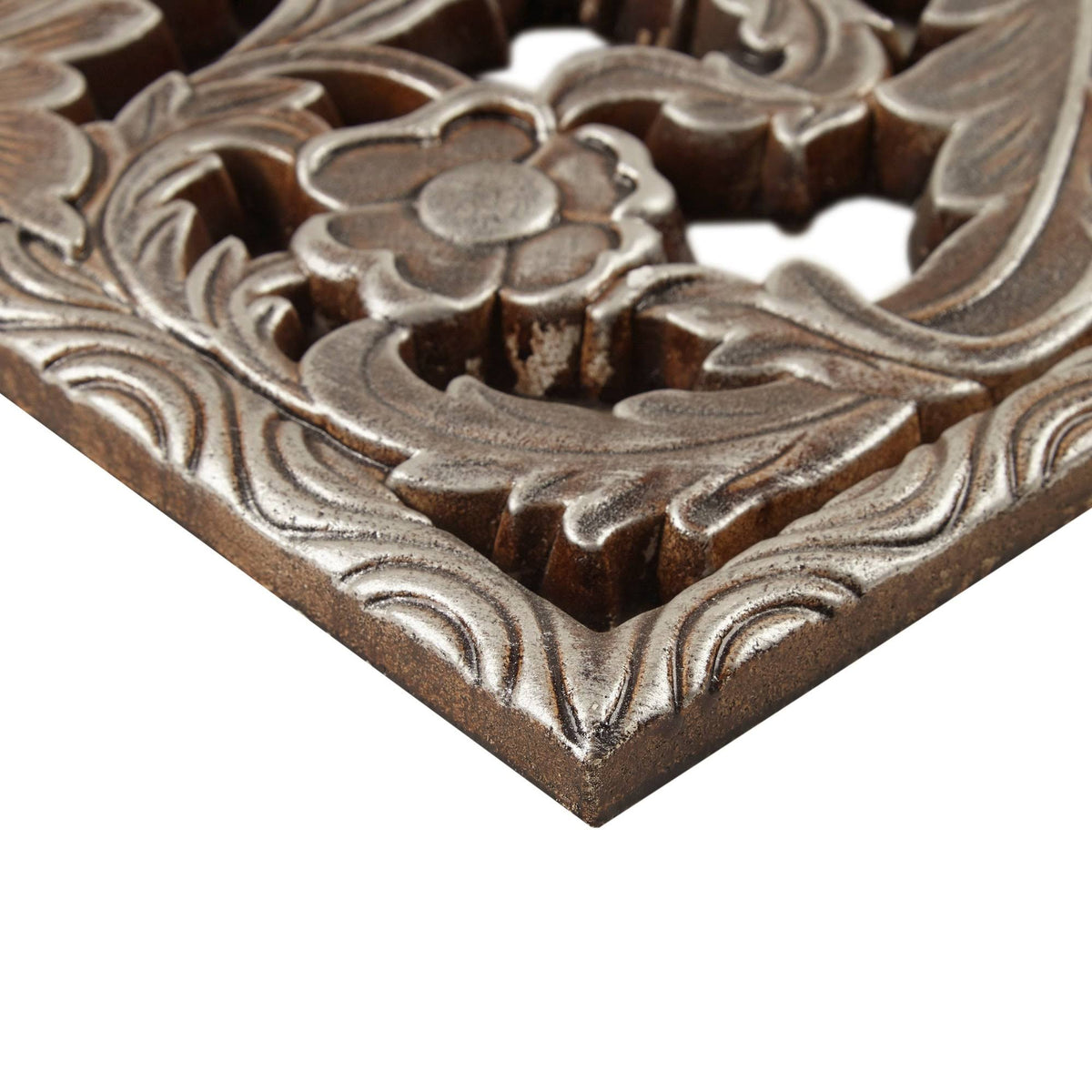 Antique Silver Botanical Panel Wall 2 Piece Set Q19815