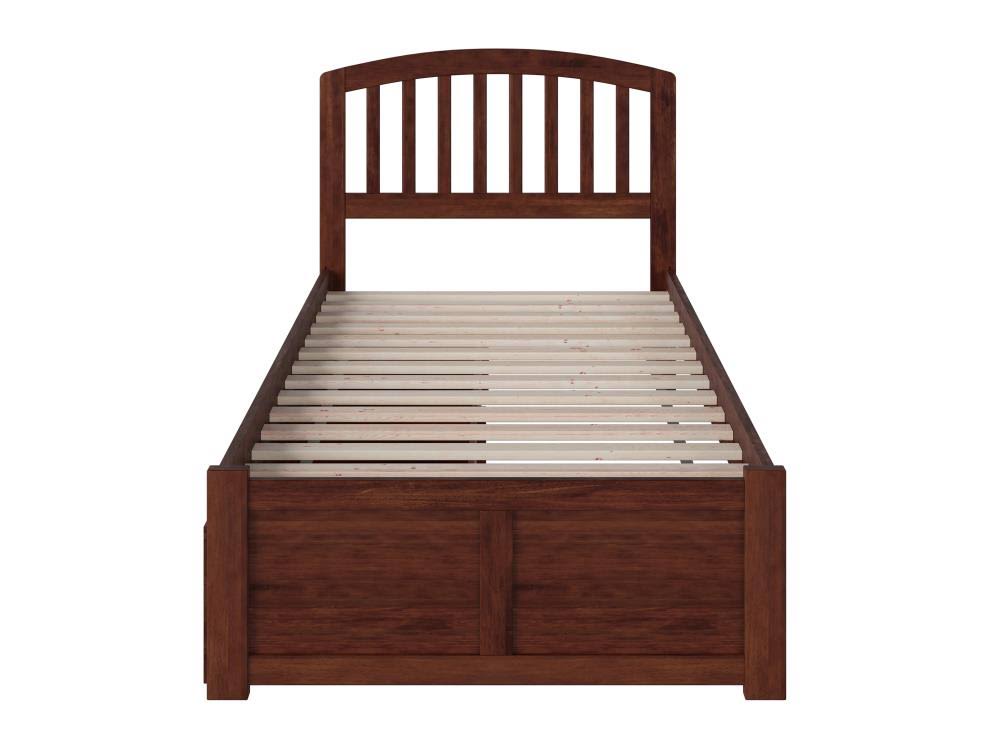 Twin Flat Panel Foot Board with 2 Drawers Antique Walnut U80854