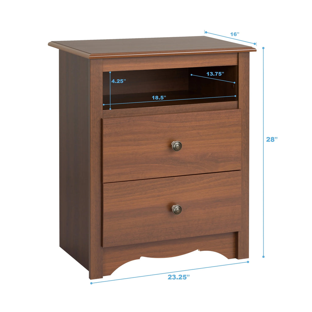 Cherry 2 Drawer Nightstand with Open Shelf A29549