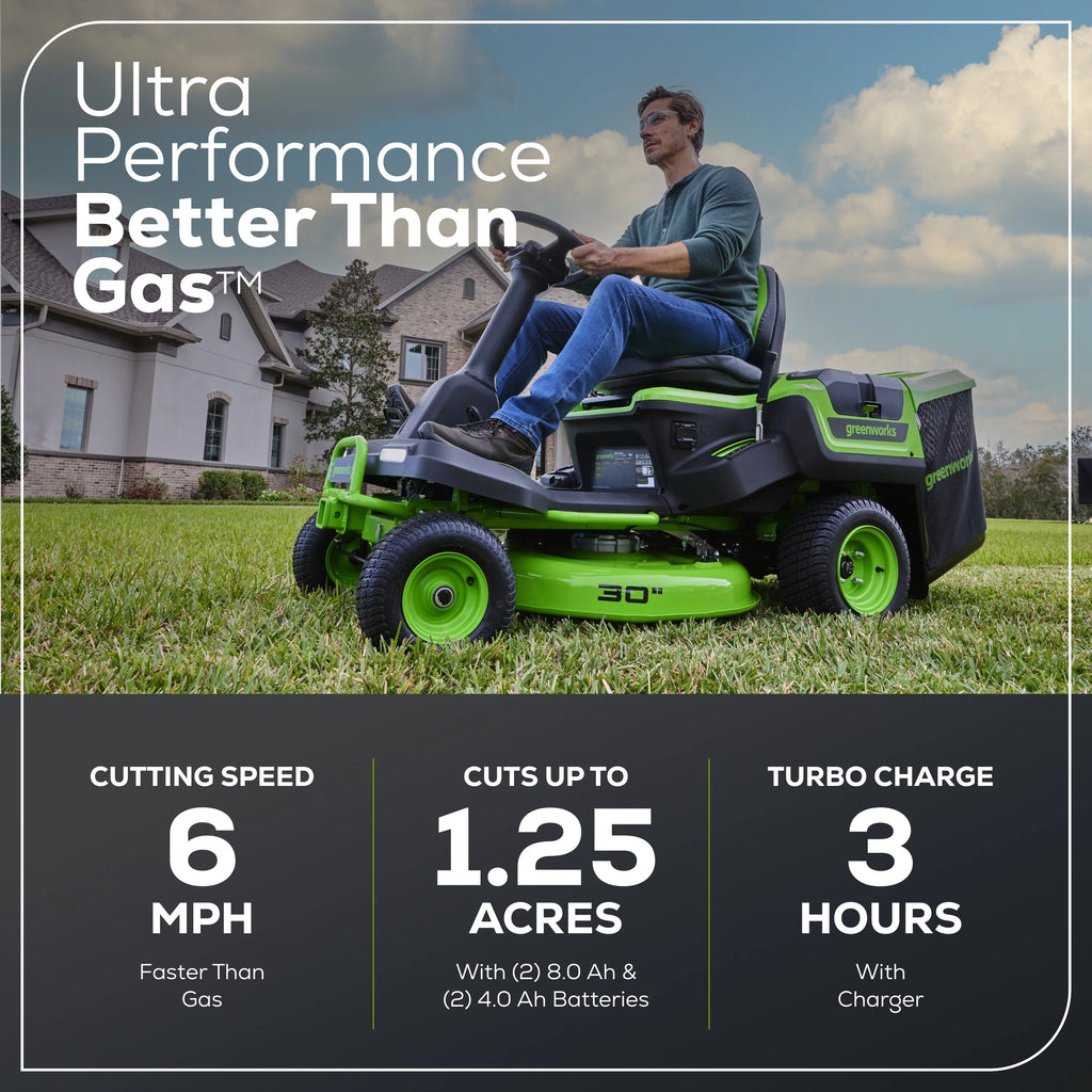 60V 30” Riding Lawn Tractor with Batteries & Charger J9696