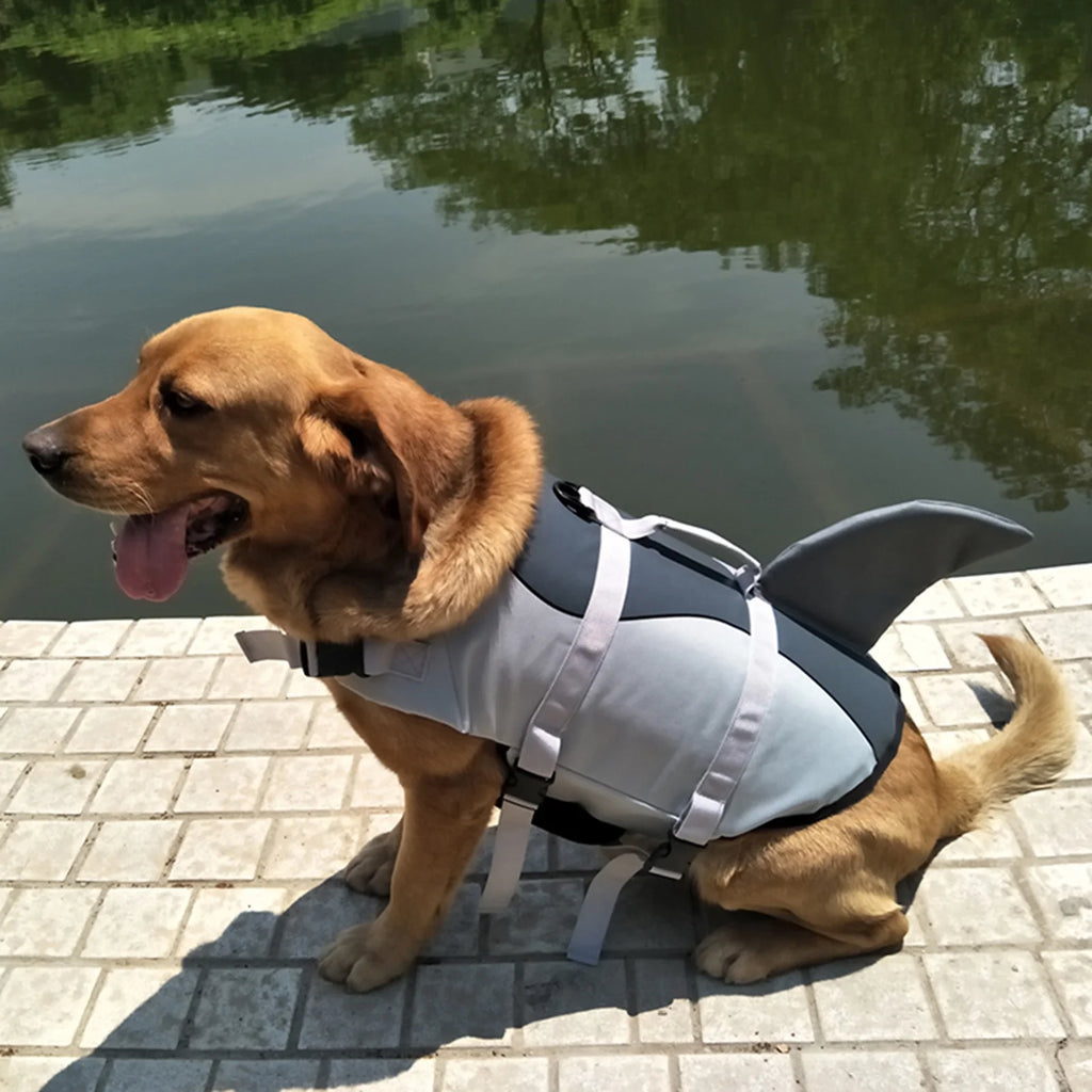Dog Pet Shark Swimsuit Vest Safety Wear N4821