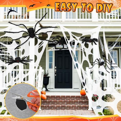 8 Pcs Giant Spider with Stretchy Netting Spiderweb Set G361