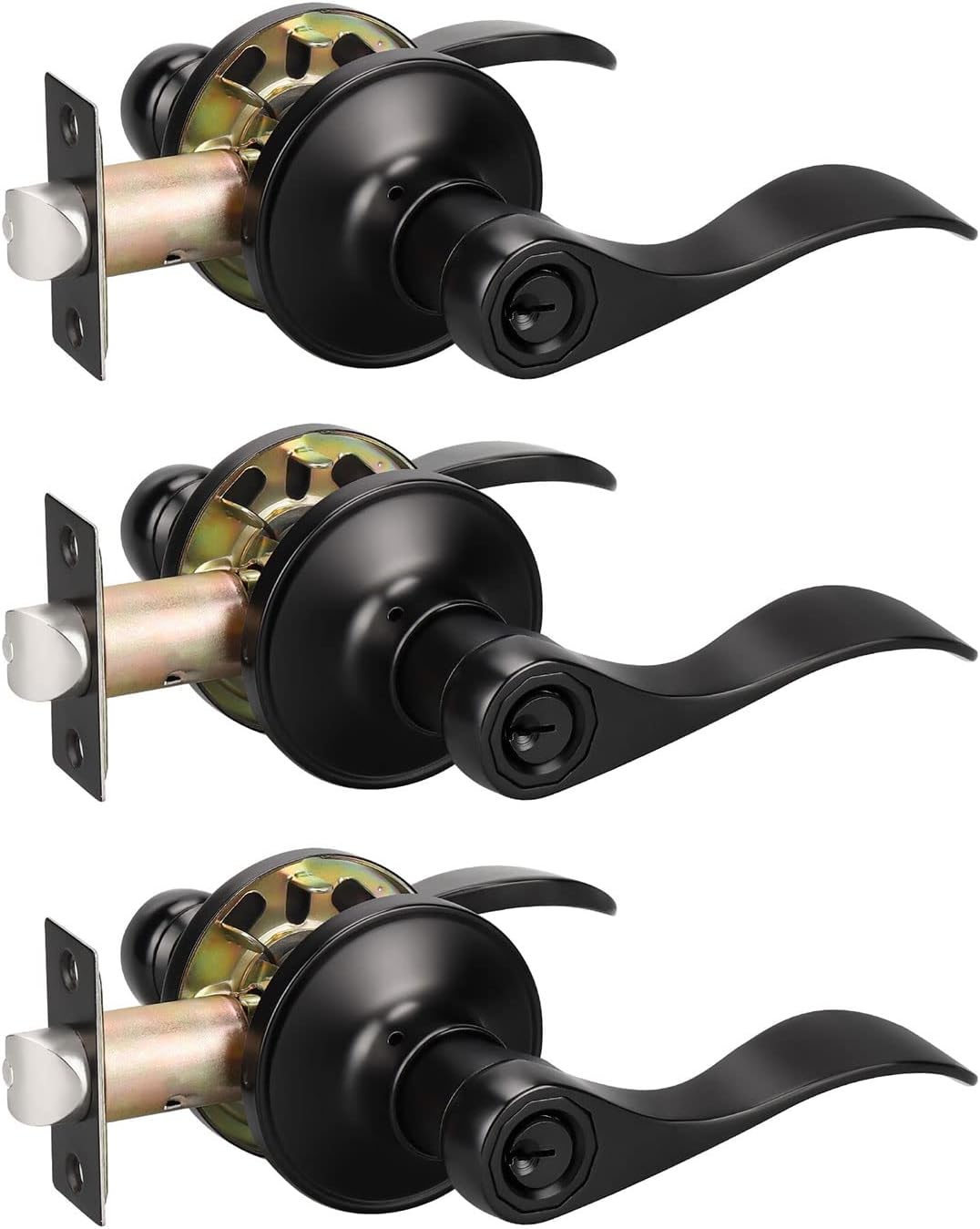 10 Pack Matte Black Passage Door Lever Sets R724856