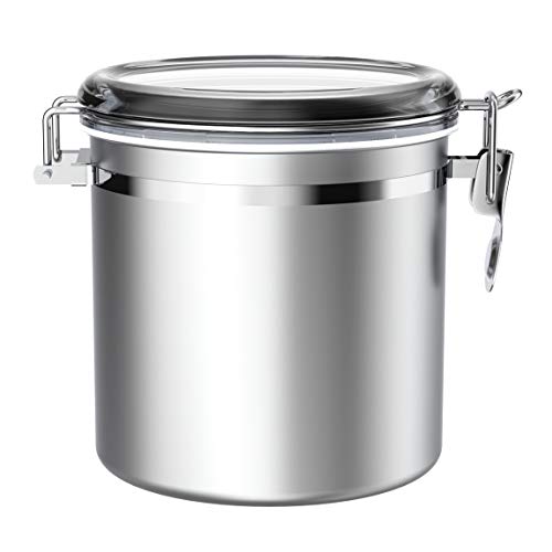 165oz Stainless Steel Airtight Canister with Clear Lid and Locking Clamp J41537