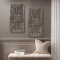 Antique Silver Botanical Panel Wall 2 Piece Set Q19815