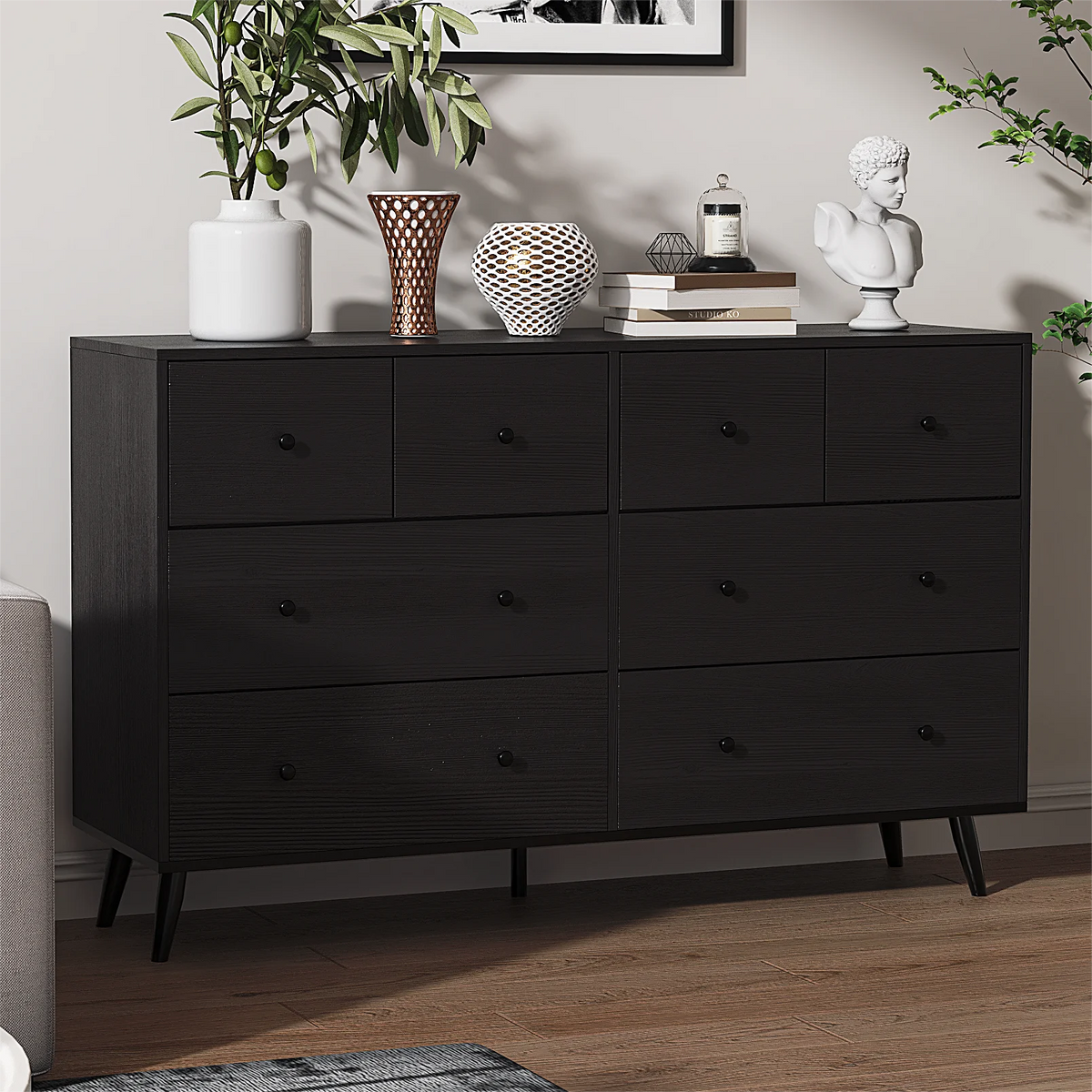 White 6 Drawer Rustic Wood Dresser Y3692
