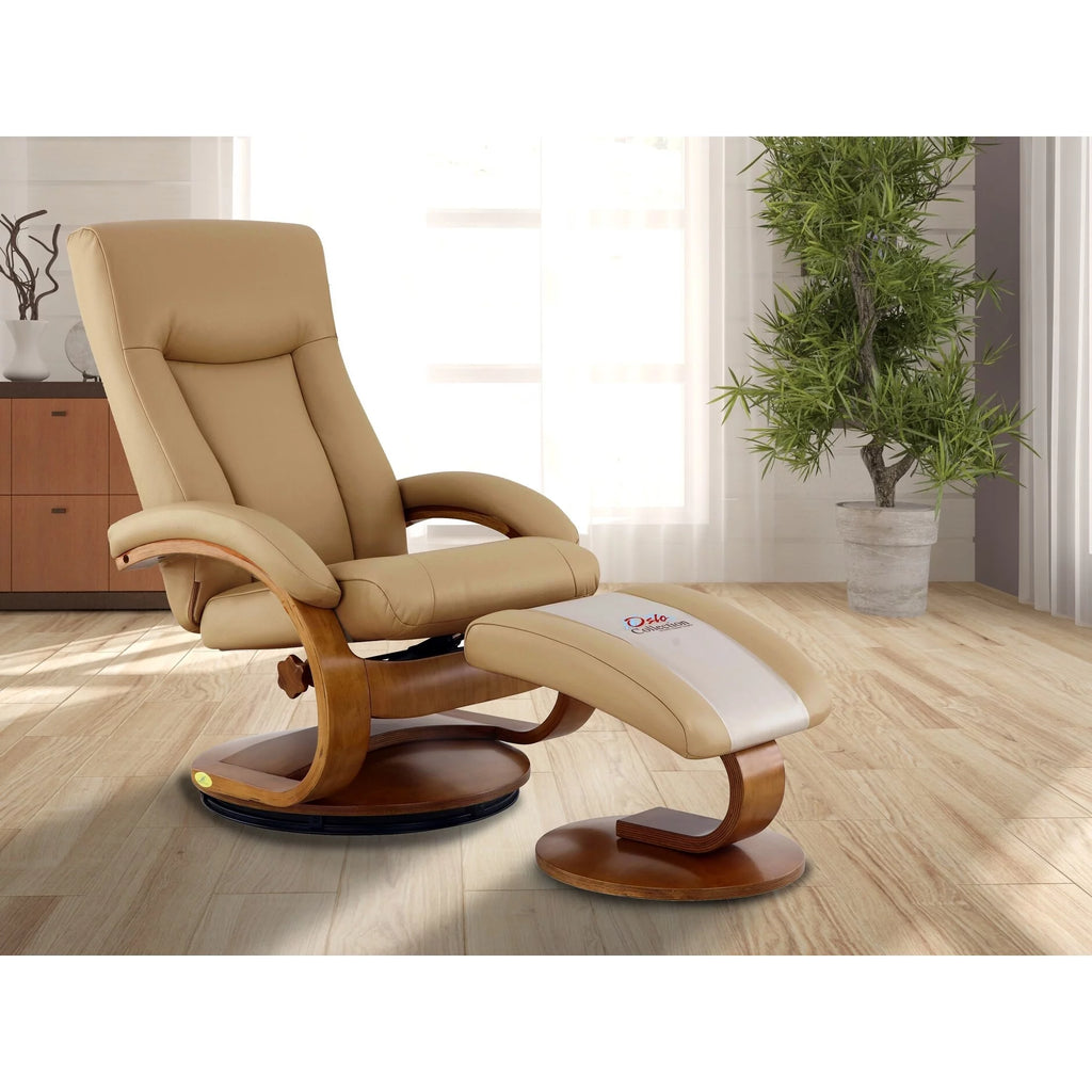 Black Top Grain Leather Recliner and Ottoman I854