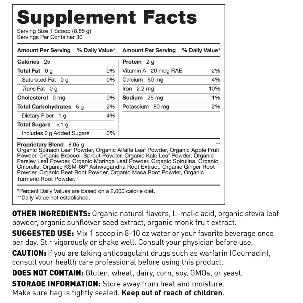 Organic Greens Powder Superfood Juice 270 Grams 30 Servings F3831