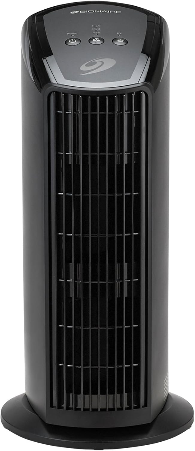 Black Mini Tower Air Purifier with Permanent Filter A4585