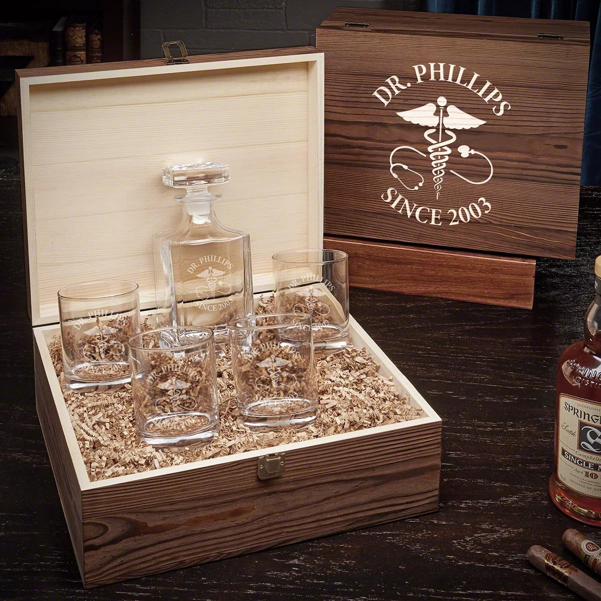 Whiskey Decanter and Rocks Glasses Box Set E4998