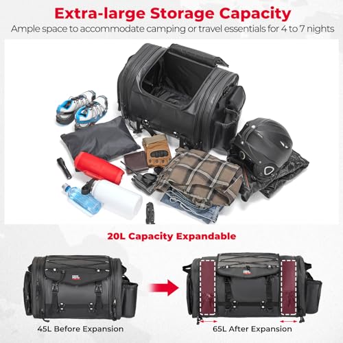 60L Expandable Waterproof Motorcycle Tail Bag with Rain Cover B229750