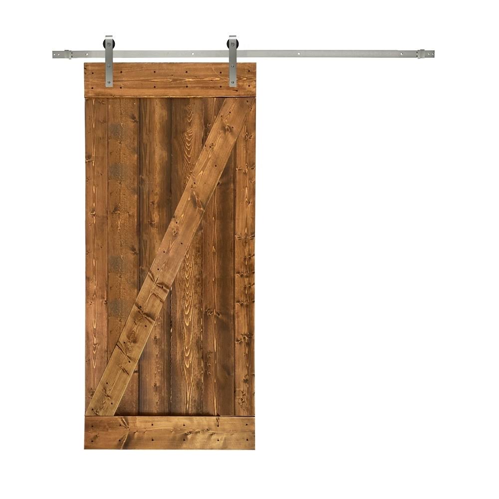 White Stained Wood Interior Sliding Barn Door with Hardware Kit I5014
