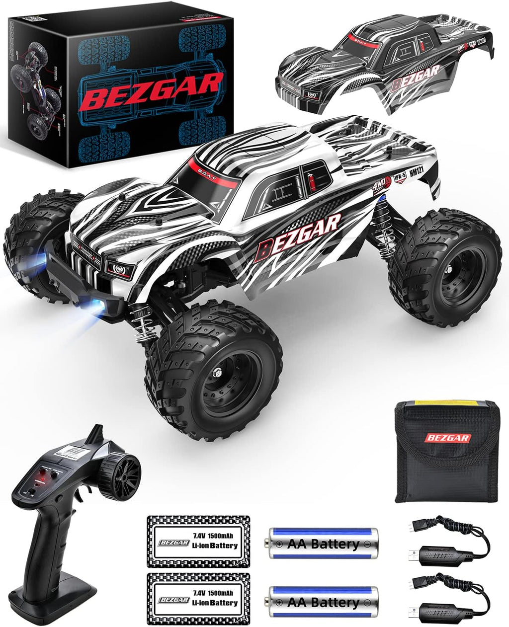 1:12 Scale 4x4 Remote Control Truck with 2 Rechargeable Batteries Z3219