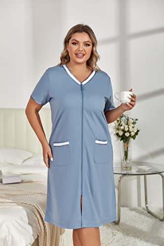 Plus Size Zip Robe Loungewear Bathrobe T69649