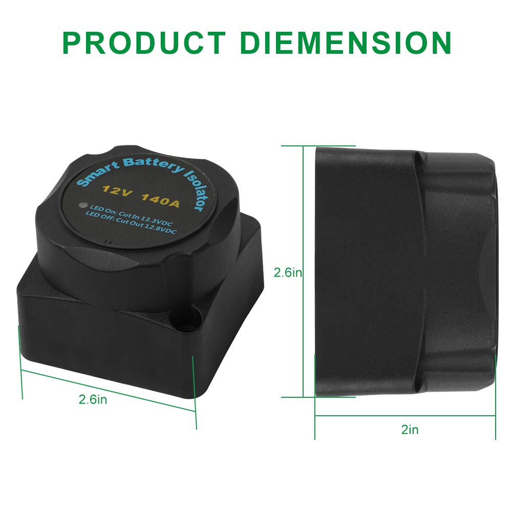 12V 140Amp Voltage Sensitive Relay Dual Battery Isolator Kit L695338