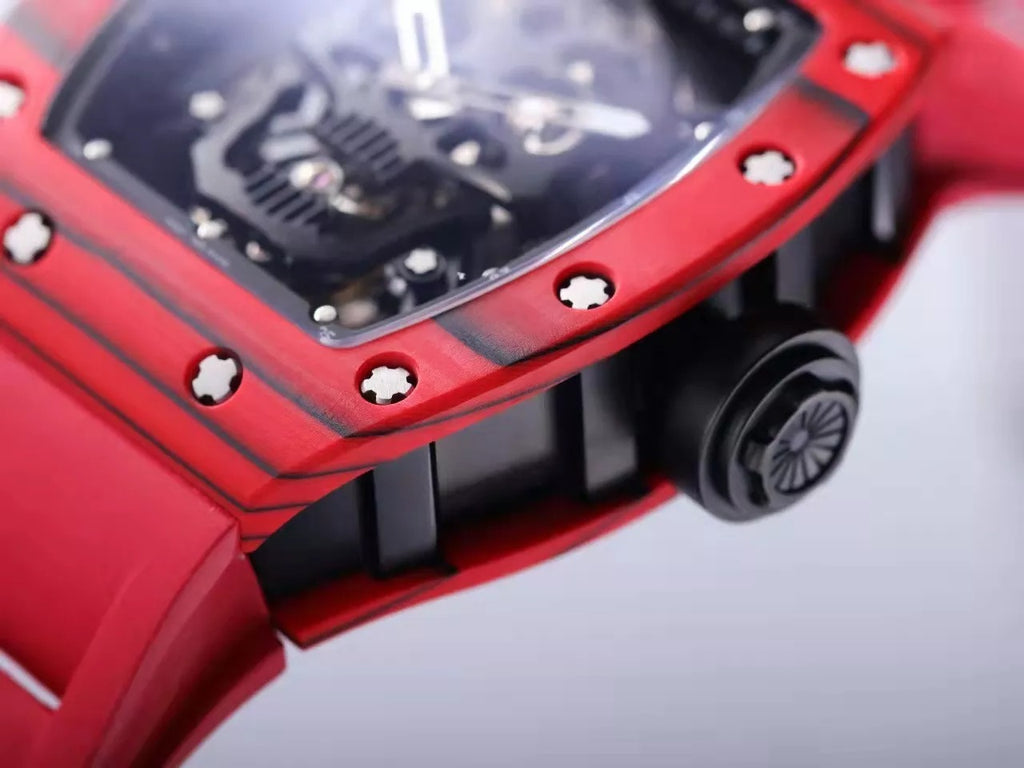 Black Dial Red Bezel Red Rubber Strap Tourbillon R8394