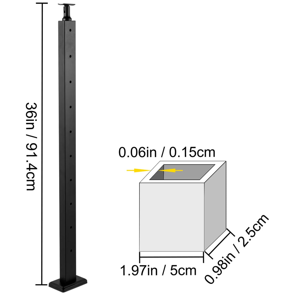 Cable Railing Post 36" Stainless Steel Black B83350