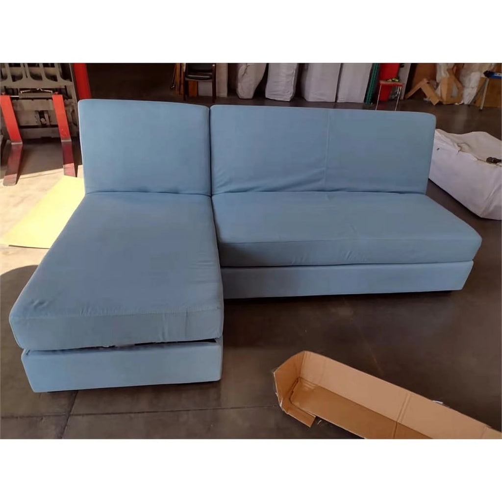 Light Blue Velvet Left Facing Chaise Sectional D1059