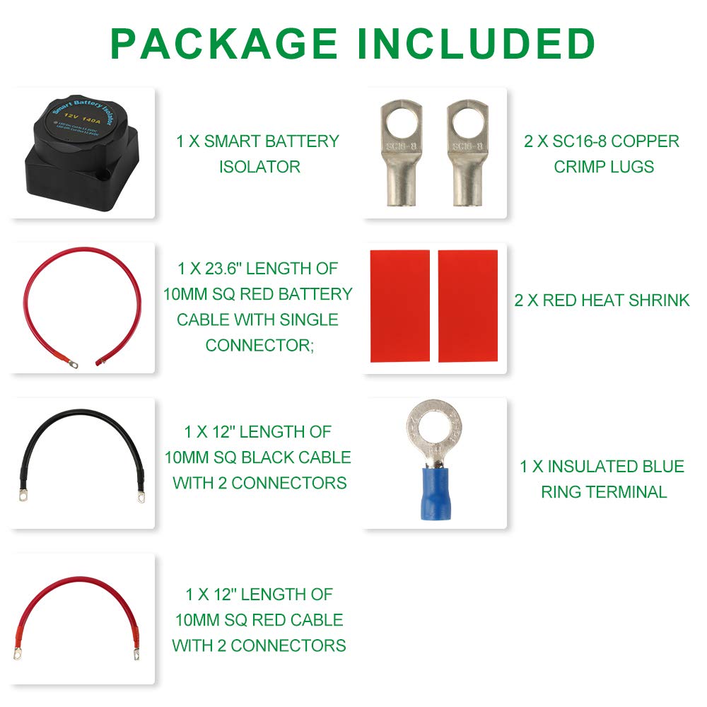 12V 140Amp Voltage Sensitive Relay Dual Battery Isolator Kit L695338