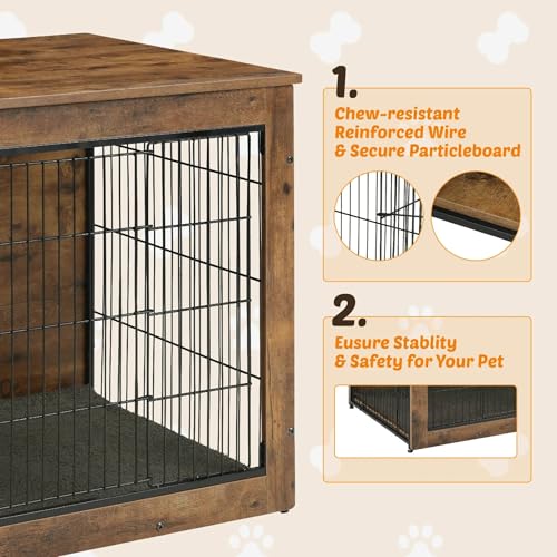 Rustic Brown Wooden Dog Crate 27" L×20" W×23" H I860