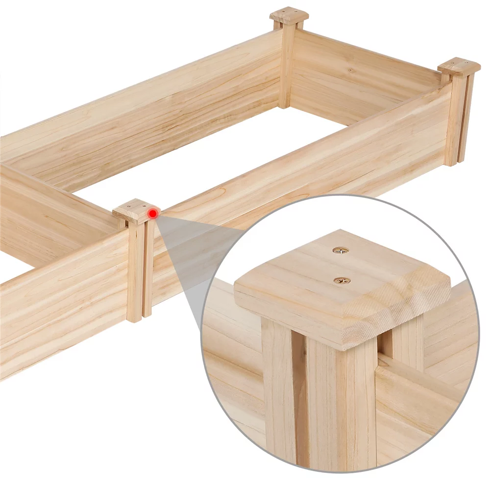 Wooden Raised Garden Bed, 96.7 x 24.6 x 10.6inch, Natural Wood H639