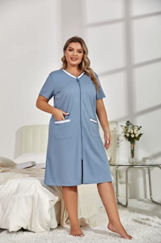 Plus Size Zip Robe Loungewear Bathrobe T69649