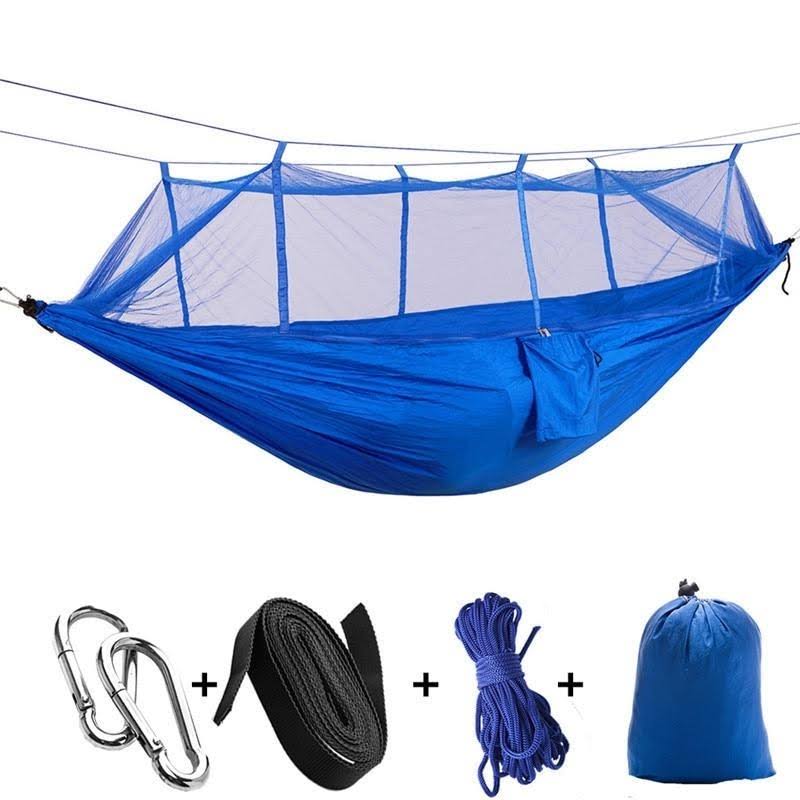 Pink Blue Portable Hammock Tent with Straps and Carabiners Q3104