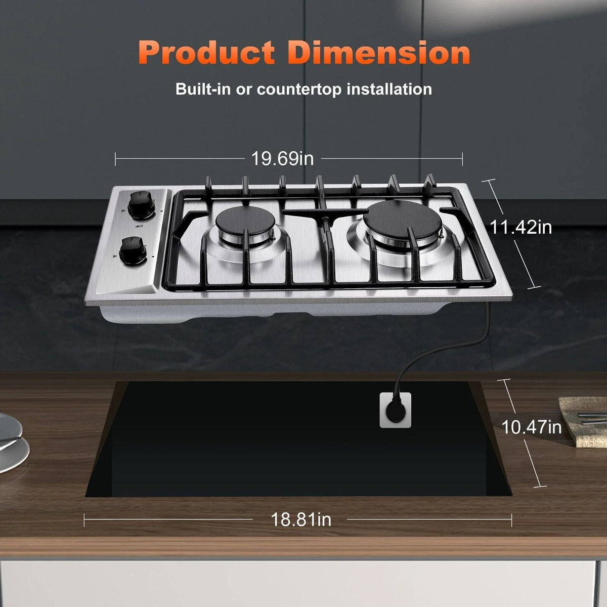 2-Burner 12 inch Stainless Steel Gas Cooktop X272