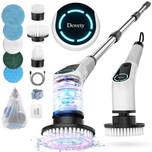Cordless Electric Spin Scrubber with 8 Replaceable Brush Head and Extension Handle L872166