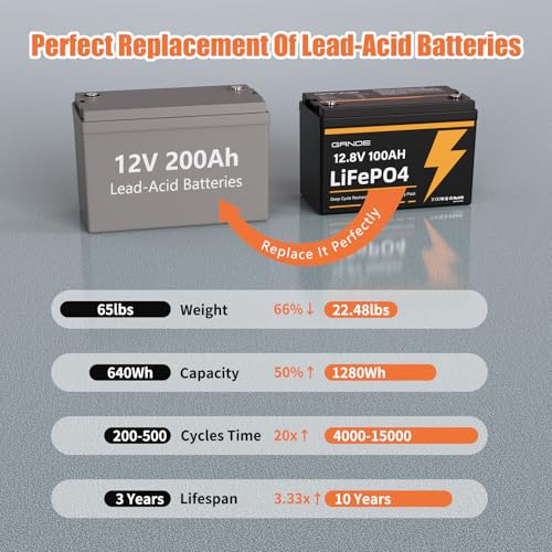 12V 100Ah LiFePO4 Group 31 Lithium Battery with Built-in 100A BMS B5059